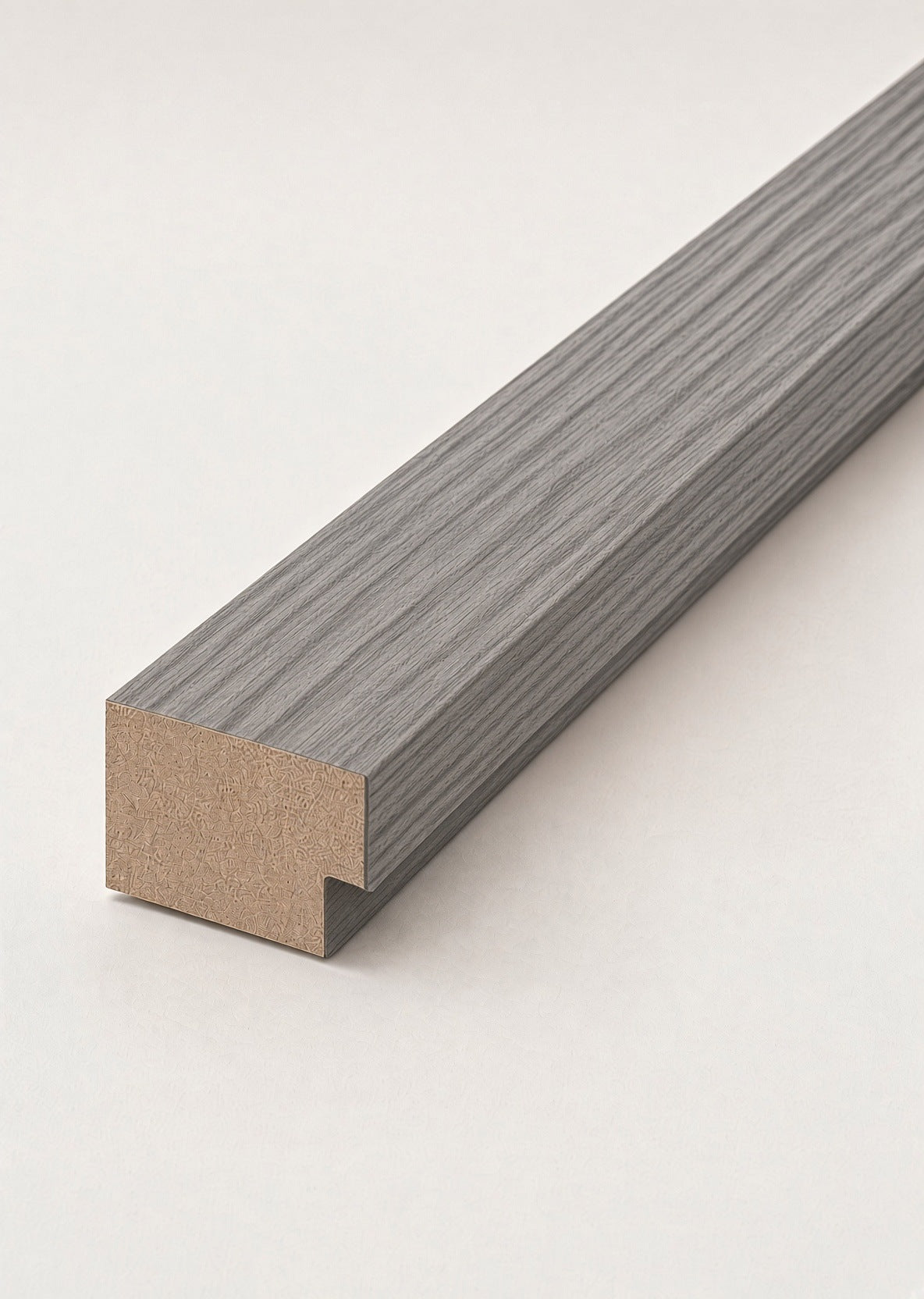 Light Grey Oak end trim for acoustic slat panels