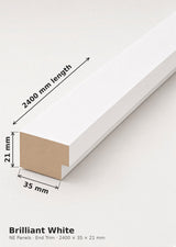 Brilliant White end trim dimensions 2400 x 35 x 21 mm